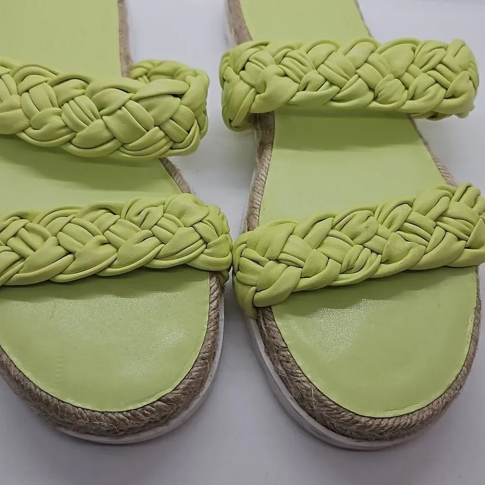 Lime Green Jaime Flat Marc Fisher Slip On Women Sandals Espadrille Size 8.5
